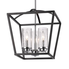 Golden Canada 4309-3P BLK-SD - Golden Lighting Mercer 3-light Pendant in Matte Black and Chrome Accents